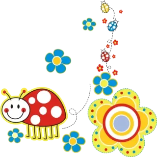 Ⓜ️ Marienkäfer, Blumen, süß, Cartoon, Natur whatsapp sticker