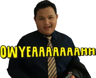 😁 OWYEAAAAAAAHHH mann, glücklich, aufgeregt, geschäft, krawatte, feier, reaktion whatsapp sticker