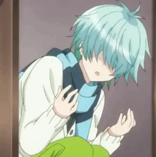⏱ anime, cartoon, character, blue hair, sad telegram sticker