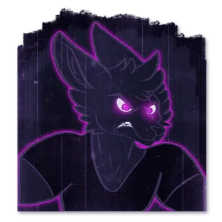 👁 Furry, Wut, Anthro, Tier, Porträt, Leuchtend, Neon telegram sticker