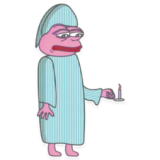 🕯 Pepe the Frog pepe, sapo, desenho animado, personagem, meme, roupa de dormir, vela telegram sticker