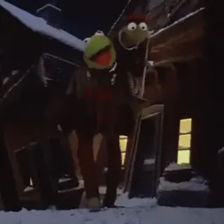 🚶‍♂️ Kermit 布偶, 科米蛙, 朋友, 雪, 圣诞节 whatsapp sticker