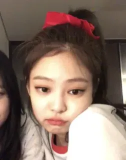 🙁 Jennie K-pop, cantora, laço vermelho, selfie, mulher, asiática, celebridade whatsapp sticker