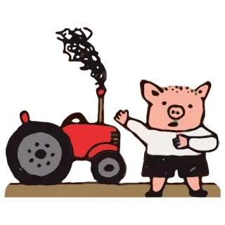 😩 schwein, traktor, bauernhof, tier, cartoon telegram sticker