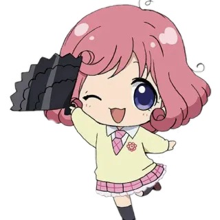 😜 Аниме, Чиби, Милый, Девушка, Фанат, Розовые волосы whatsapp sticker