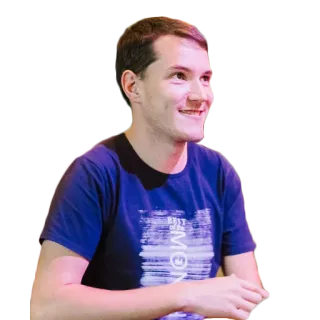 😃 BEST OF THE MONTH mężczyzna, uśmiech, portret, koszulka, casual, odzież telegram sticker