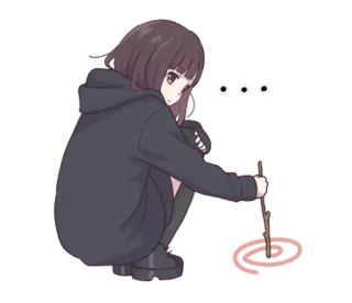 😐 Garota anime, Desenho, Adesivo, Moletom com capuz, Espiral, Desenho animado, Ilustração telegram sticker
