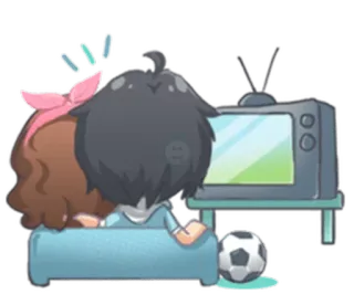 ⚽ couple, watching tv, soccer, cartoon, together, home whatsapp sticker
