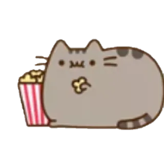🍿 Pusheen gato, Pusheen, dibujos animados, palomitas, película, lindo, animal whatsapp sticker