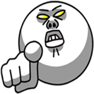 😠 การ์ตูน, ชี้, โกรธ, สีขาว, ตัวละคร telegram sticker
