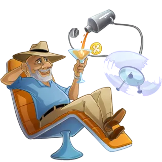 🍷 homme, cocktail, détente, chaise, chapeau, vacances, boisson whatsapp sticker