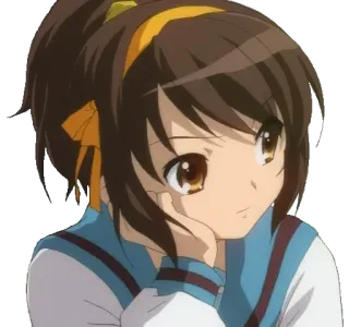 😐 Haruhi Suzumiya The Melancholy of Haruhi Suzumiya Аниме, Харухи Судзумия, Мультфильм, Девушка, Персонаж telegram sticker