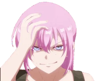 π anime, pink hair, girl, character telegram sticker