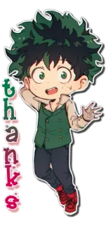 🙏 Izuku Midoriya My Hero Academia thanks アニメ, マンガ, 緑谷, 僕のヒーローアカデミア, ちびキャラ, ありがとう telegram sticker