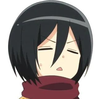 😑 Mikasa Ackerman Attack on Titan anime, attack on titan, mikasa ackerman, cartoon, sticker, serious telegram sticker