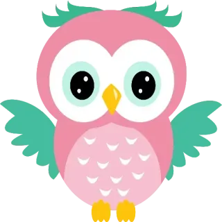 Ⓜ️ Eule, rosa, blaugrün, süß, Tier whatsapp sticker