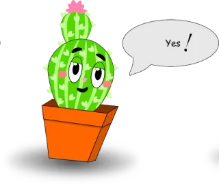 😌 Yes! кактус, растение, позитив, суккулент, милый, мультфильм whatsapp sticker