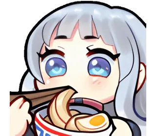❤️ 动漫, 拉面, 食物, 吃, 女孩, 可爱, 数字艺术 telegram sticker