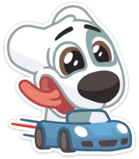 🚙 perro, coche, dibujo animado, lindo, mascota whatsapp sticker