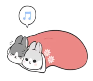 🐰 kelinci, lucu, tidur, selimut, kawaii, hewan telegram sticker