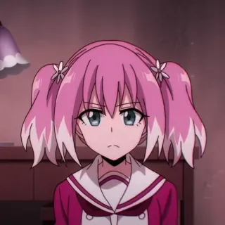 😤 Anime, Mädchen, rosa Haare, ernst telegram sticker