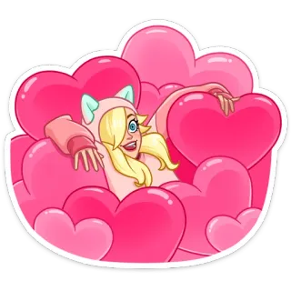 🥰 autocollant, coeurs, dessin animé, amour, rose, kawaii, mignon, femme whatsapp sticker