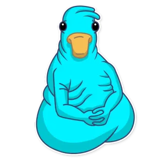 😴 파란색, 오리, 만화, 동물, 귀여운, 웃긴, 캐릭터 telegram sticker