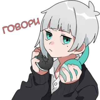 🙊 ГОВОРИ аниме, наушники, девушка, портрет, стикер, скучно telegram sticker