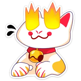 🤩 cat, lucky cat, bell, cute, sticker whatsapp sticker