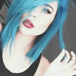 😍 vrouw, blauw haar, portret, persoon, schoonheid, make-up telegram sticker