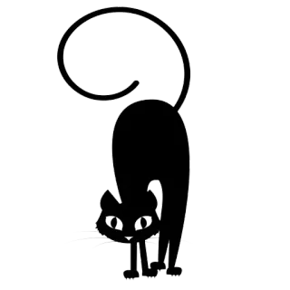 😕 kucing, binatang, imut, hitam, kartun, stiker telegram sticker