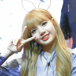 ✌️ Lisa Cheese Cake kpop, idole, chanteuse, signe de paix, femme, célébrité telegram sticker