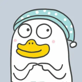 🐣 เป็ด, การ์ตูน, สัตว์, น่ารัก, นอนหลับ, หมวกคลุมผม telegram sticker