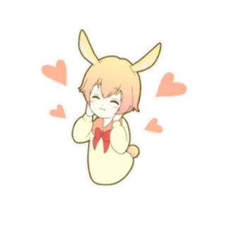 ❤ conejo, lindo, anime, corazones, dibujos animados, kawaii whatsapp sticker