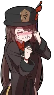 🌸 Hu Tao Genshin Impact anime, pianto, ragazza, triste, Genshin Impact, Hu Tao telegram sticker