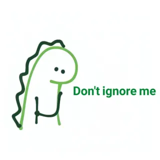 ✨ Don't ignore me dinozaur, słodki, kreskówka, zielony, błagalny, kawaii, naklejka telegram sticker