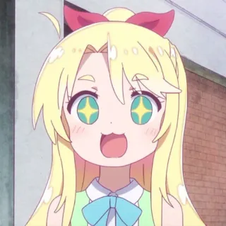 🎐 chica anime, pelo rubio, lindo, dibujos animados, chibi, alegre, kawaii telegram sticker