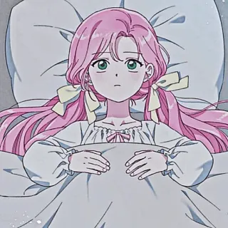 🌸 gadis, anime, rambut merah muda, kartun, imut, mengantuk telegram sticker