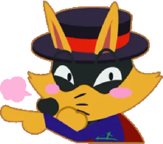 😚 cartoon, animal, fox, hat, cute, pointing whatsapp sticker