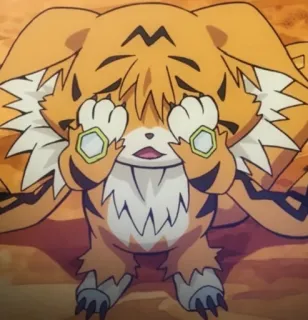 😢 anime, crying, sad, orange, cat-like, kawaii, cartoon, tiger telegram sticker