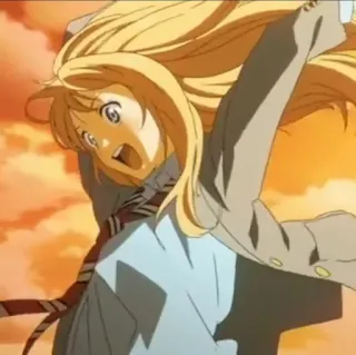 🎻 Kaori Miyazono Your Lie in April アニメ, 女の子, 金髪, 制服, エモい, キャラクター telegram sticker