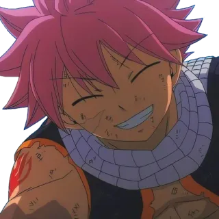 😁 Natsu Dragneel Fairy Tail Anime, Fairy Tail, Natsu Dragneel, Magier, Pinke Haare, Schal telegram sticker