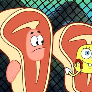 🍨 Spongebob Cartone animato, Spongebob, Patrick, Carne, Bistecca telegram sticker