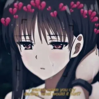 ❤️ I wanna make you cry, tell me what would it hit? аниме, девушка, разбитое сердце, грустный, плачущий telegram sticker
