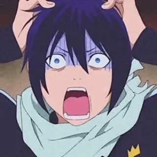 💈 Yato Noragami anime, geschrokken, cartoon, grappig, geërgerd, Yato, Noragami whatsapp sticker
