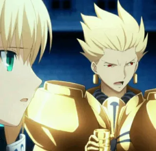 ✨ Gilgamesh Fate Anime, Fantasy, Złota zbroja, Poważny, Męski telegram sticker