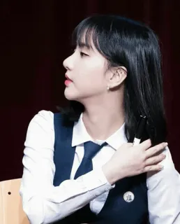 😕 mulher, retrato, coreano, uniforme escolar, estudante telegram sticker