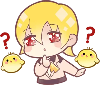 🤔 Anime, Domanda, Cartone animato, Kawaii, Carino, Pulcino, Pensando telegram sticker