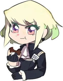 😋 cartoon, anime, chibi, donut, eating, cute, manga, blonde hair telegram sticker