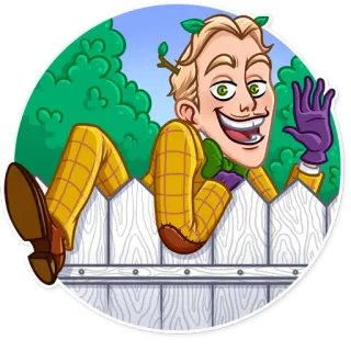 👋 homem, cerca, jardim, desenho animado, personagem, planta telegram sticker